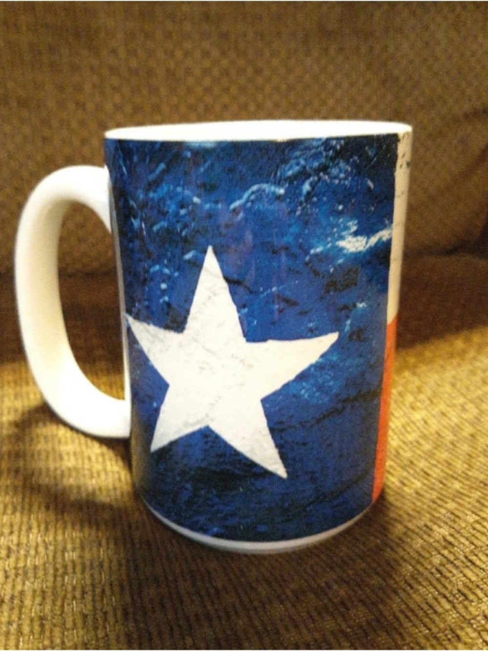 Blue Star Ceramic Accent Mug with White Handle